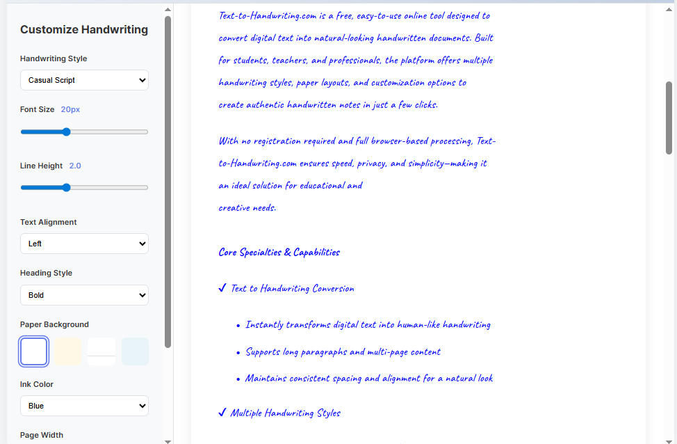 PDF to Handwriting Converter Online screenshot 1