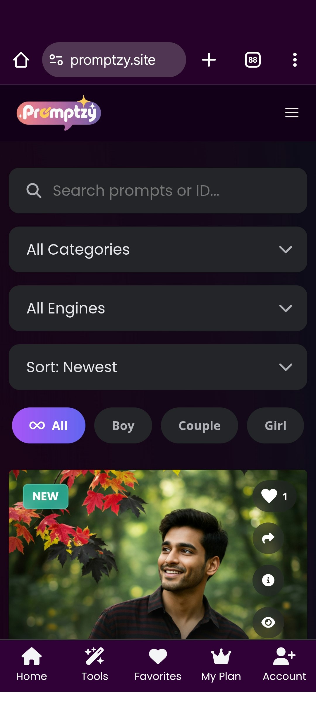 promptzy.site screenshot 1