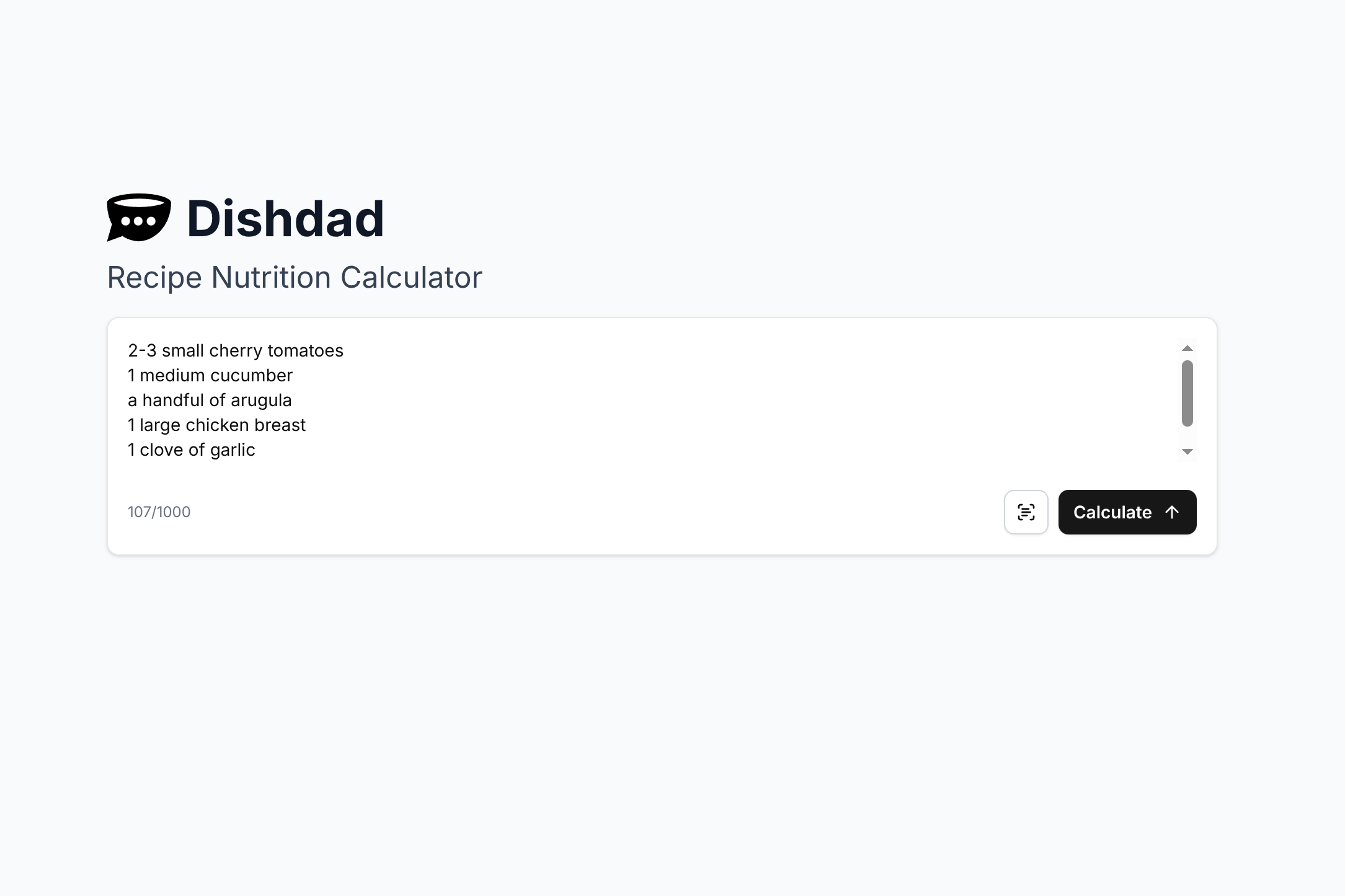 Dishdad: AI Recipe Nutrition Calculator screenshot 1
