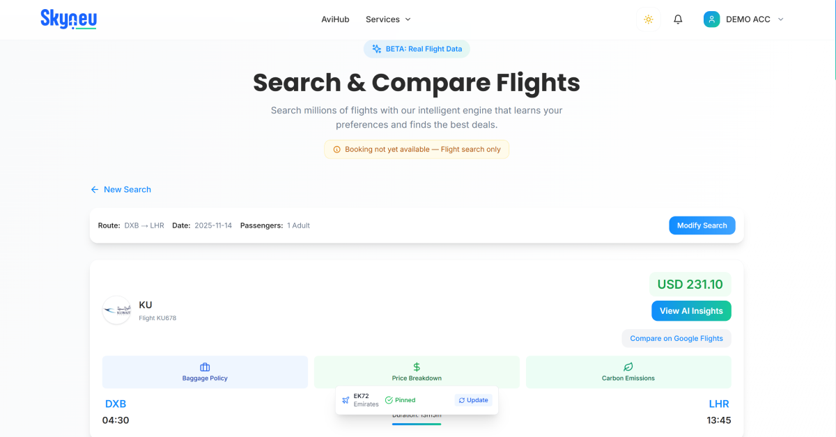 Skyneu — AI-Powered Travel Stack screenshot 2