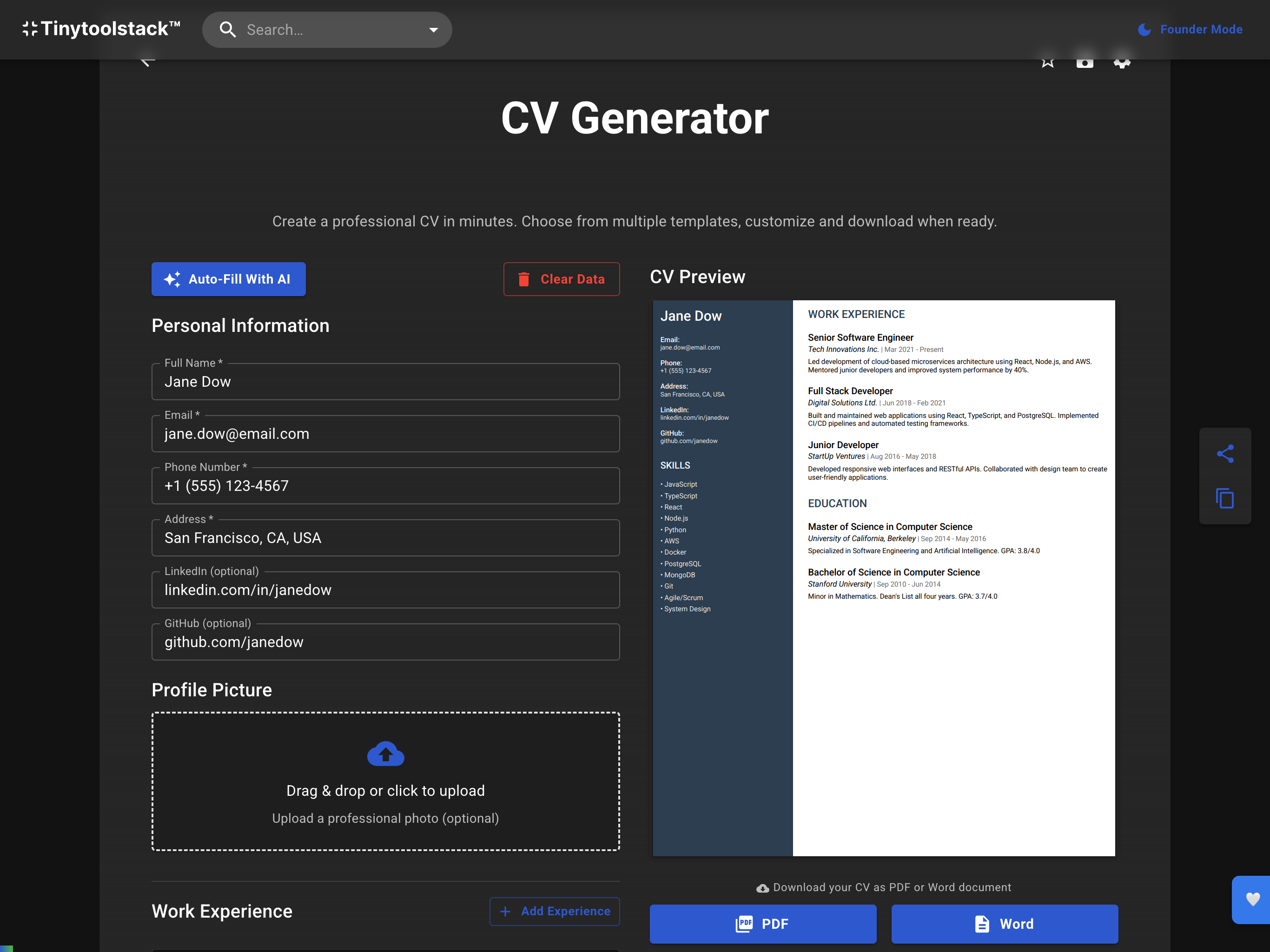 CV Generator screenshot 1