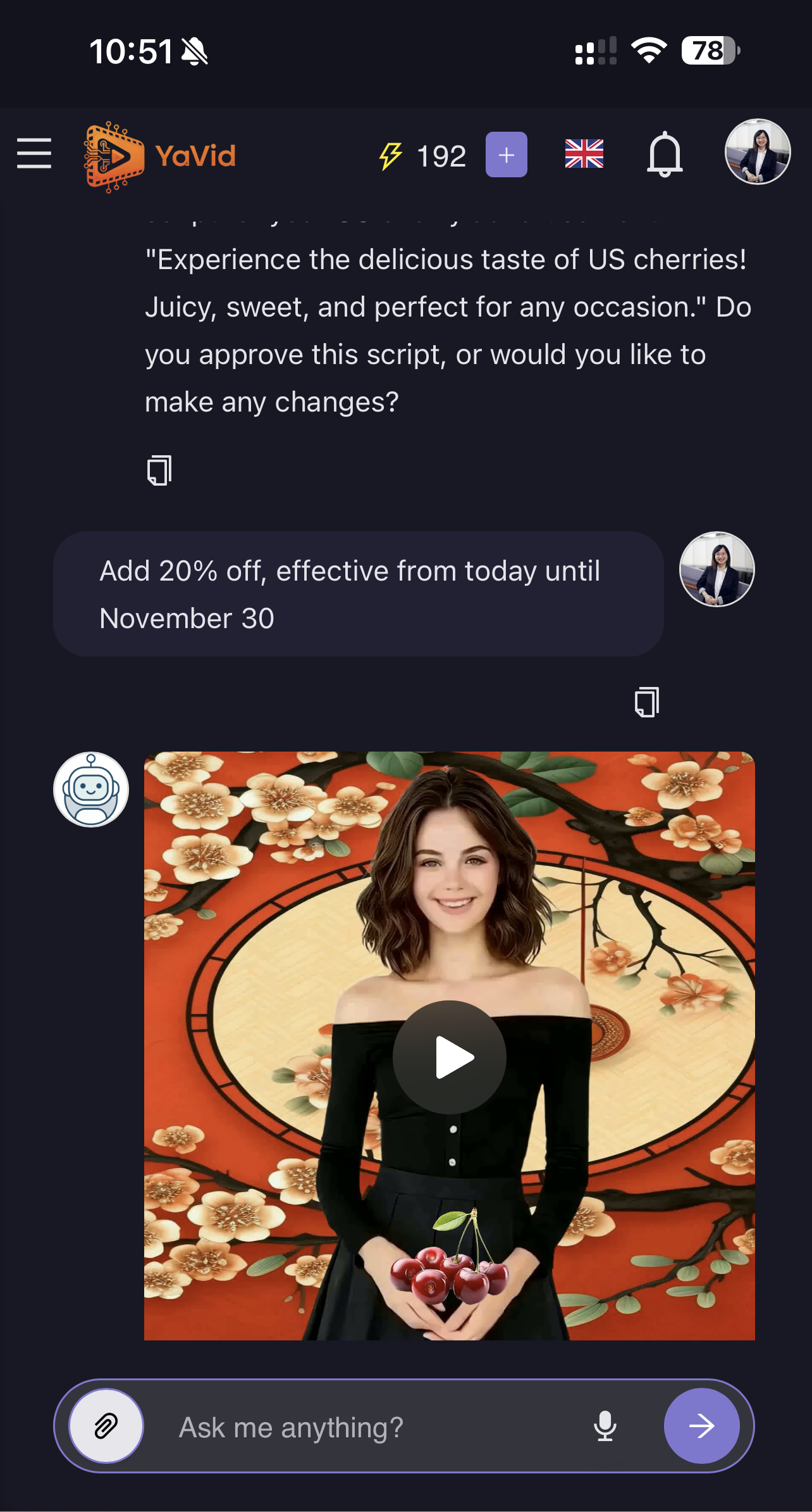 YaVid - Chat mode available screenshot 2