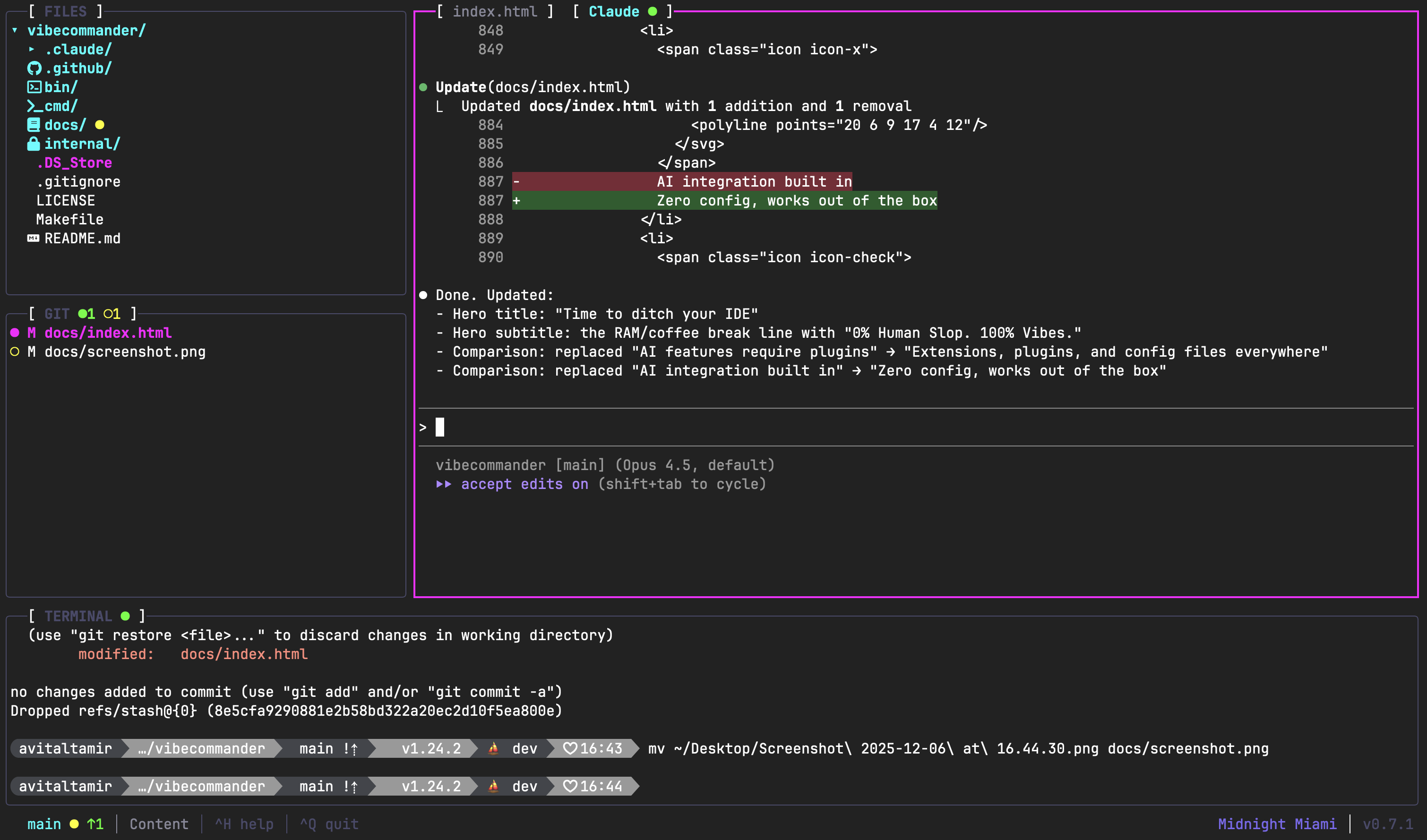 Vibe Commander screenshot 2