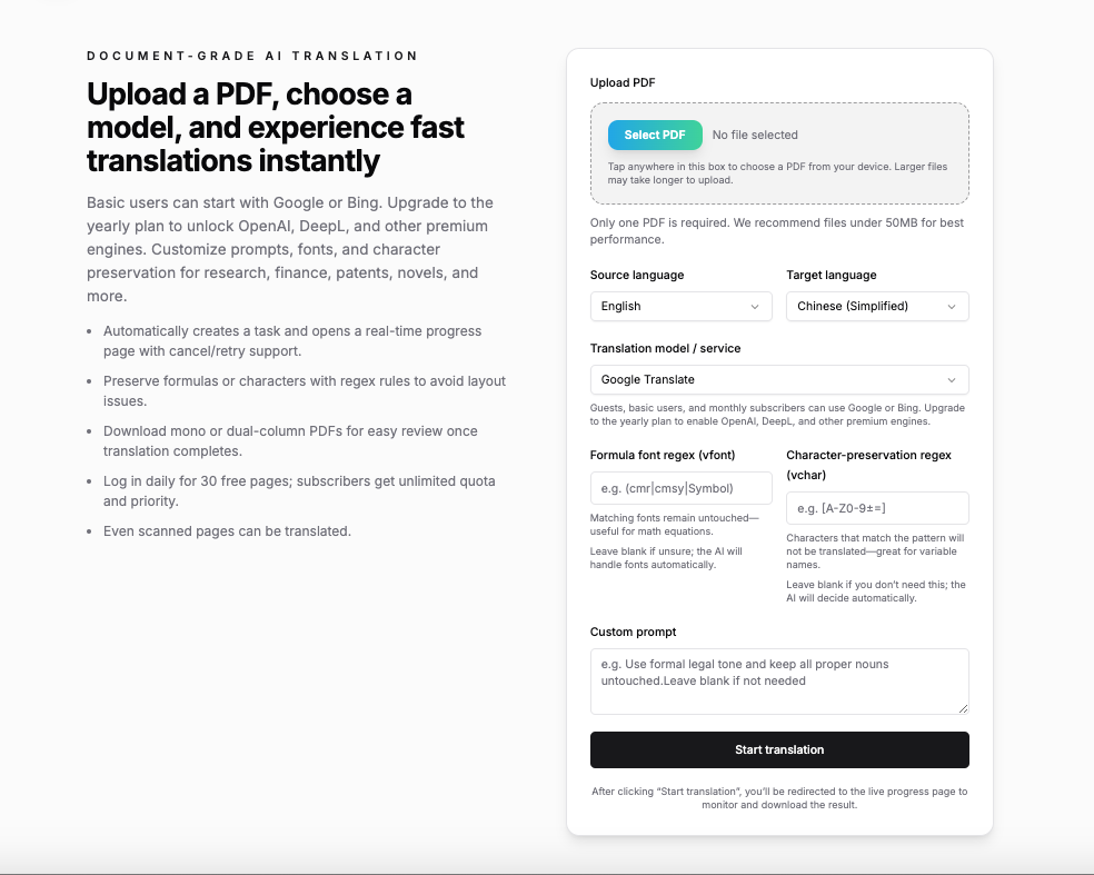 PDF Translate – Free PDF Translator screenshot 1