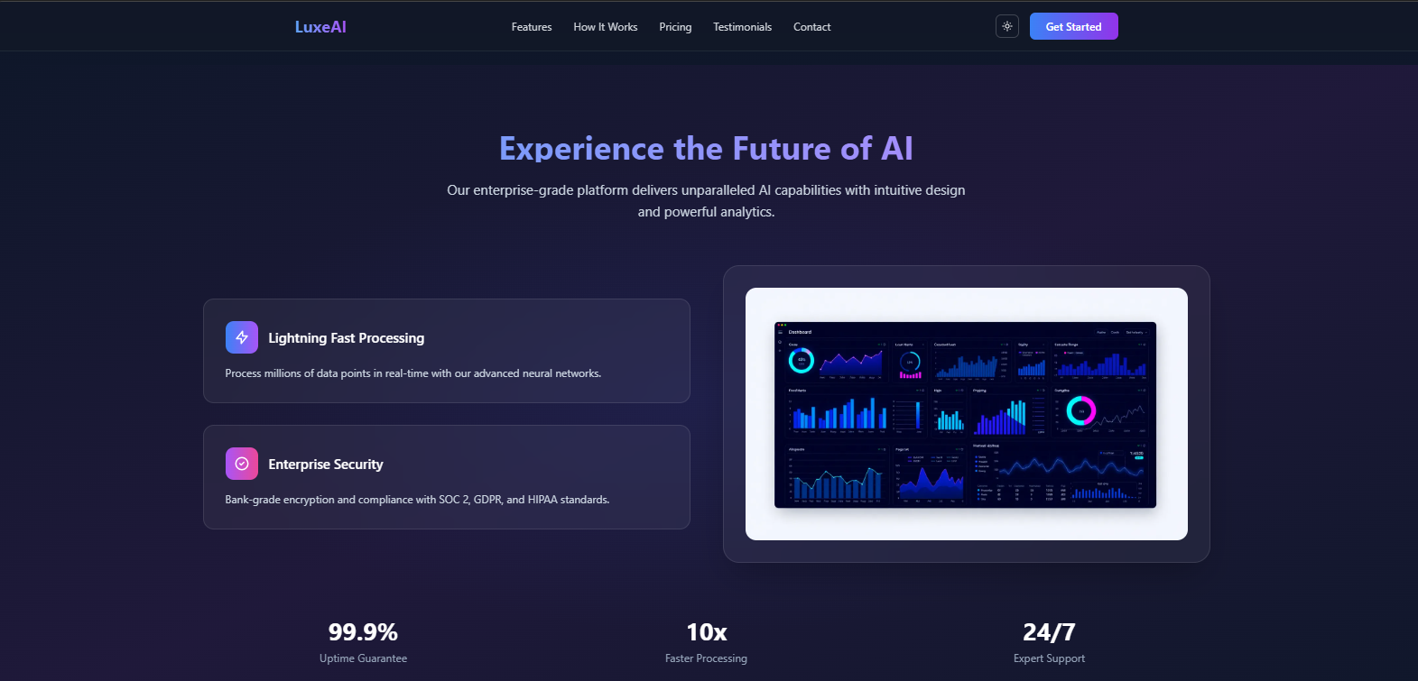 LuxeAI – Premium AI SaaS Landing Page screenshot 4