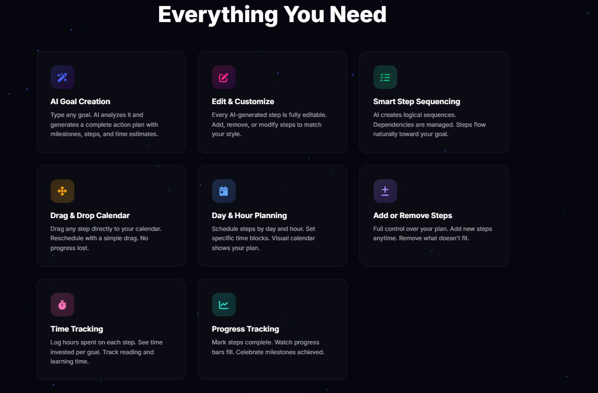AI Goals Calendar 2026 – StepsToGoal screenshot 6