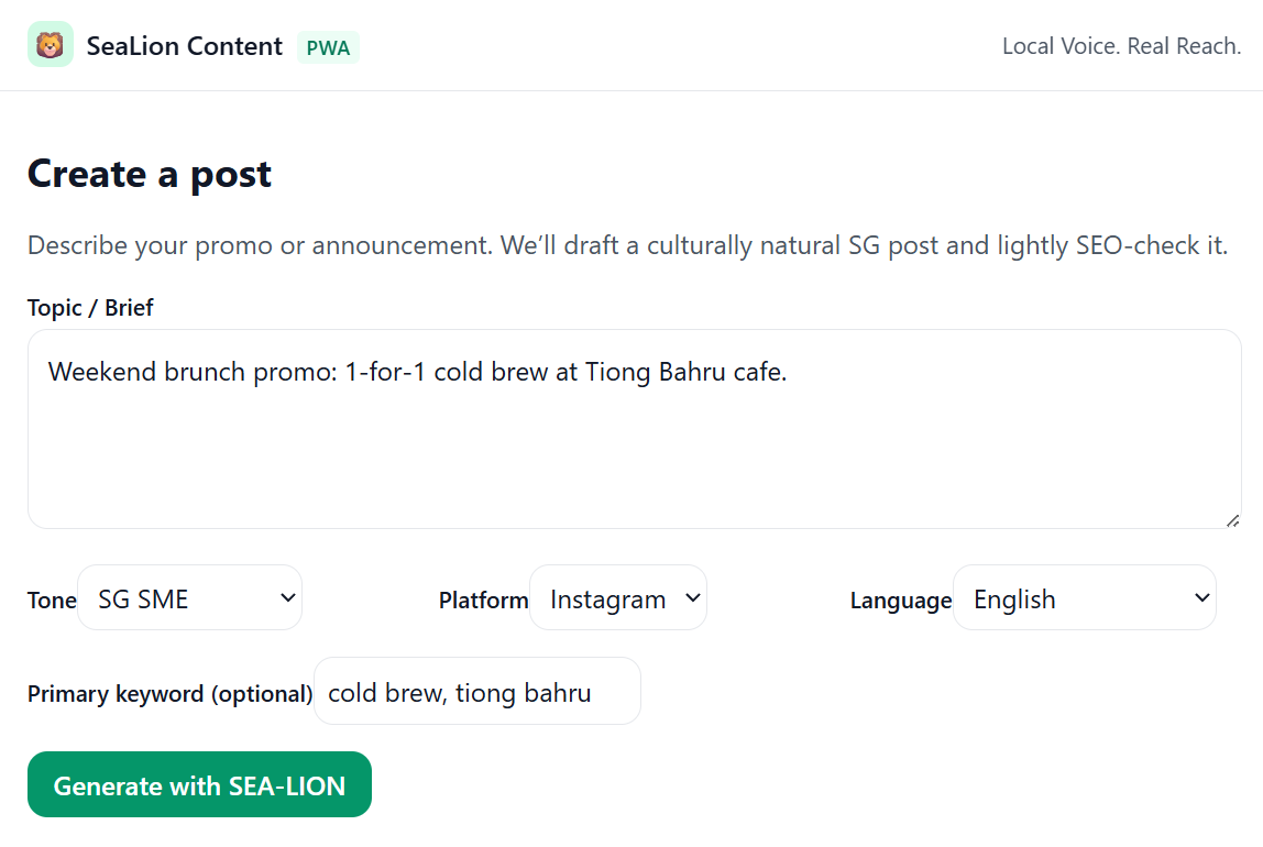 SeaLion Content Assistant screenshot 1