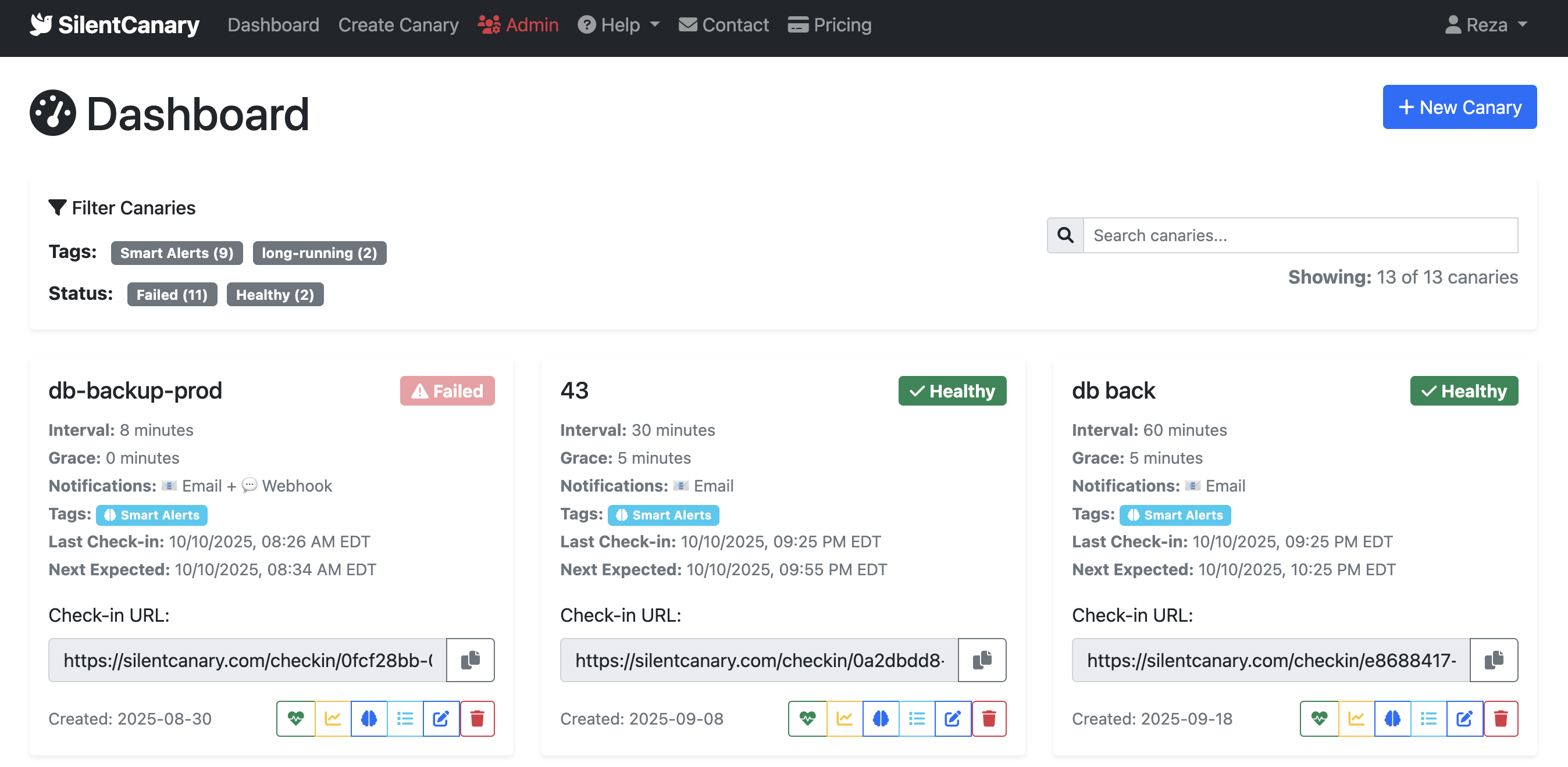 SilentCanary.com screenshot 2