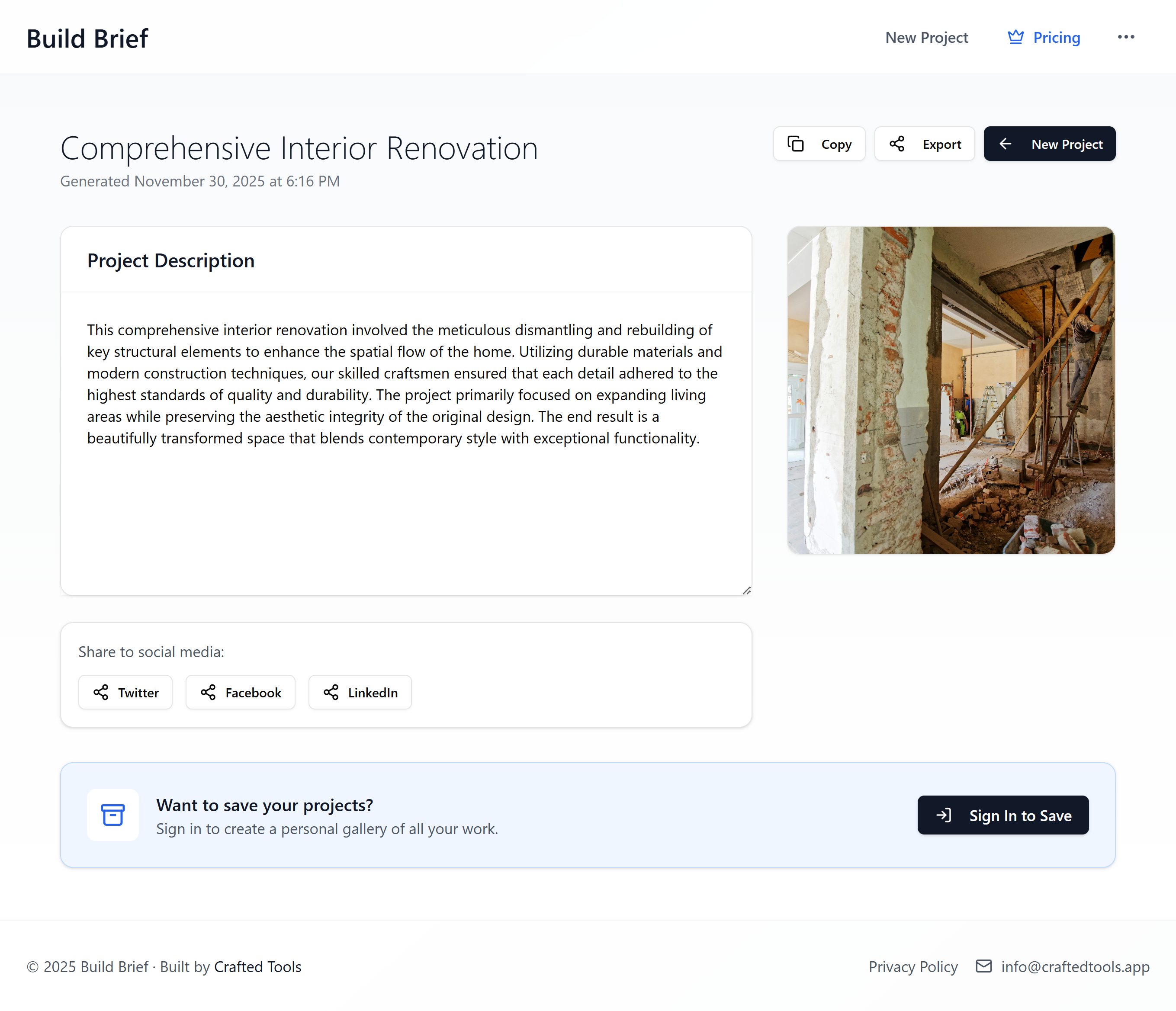 Build Brief screenshot 3