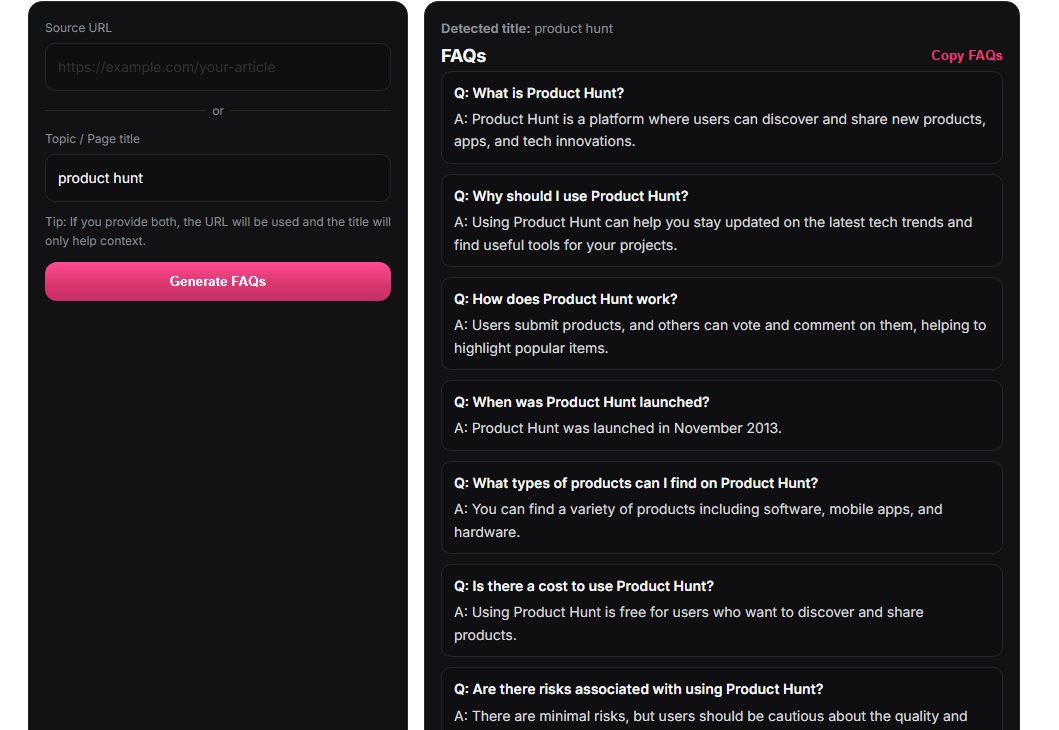 LLM Optimized FAQ Generator (AI SEO)