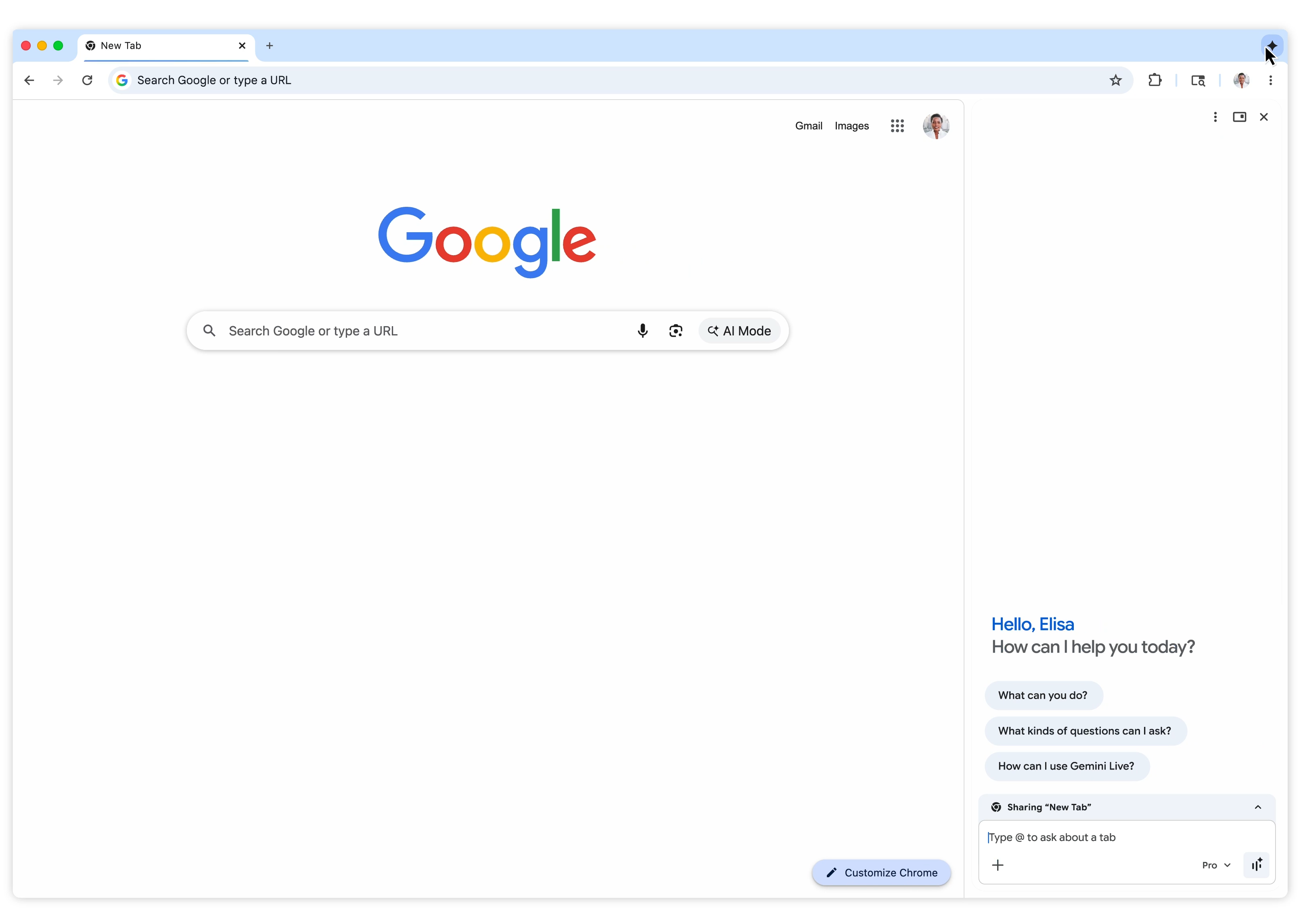 Google Gemini in Chrome screenshot 2