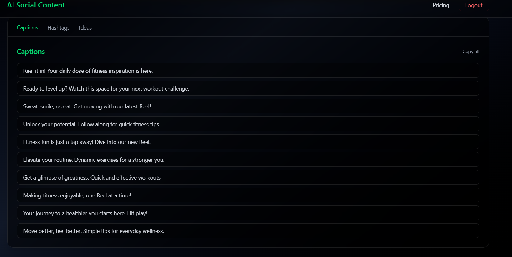 AI Social Content Generator screenshot 2
