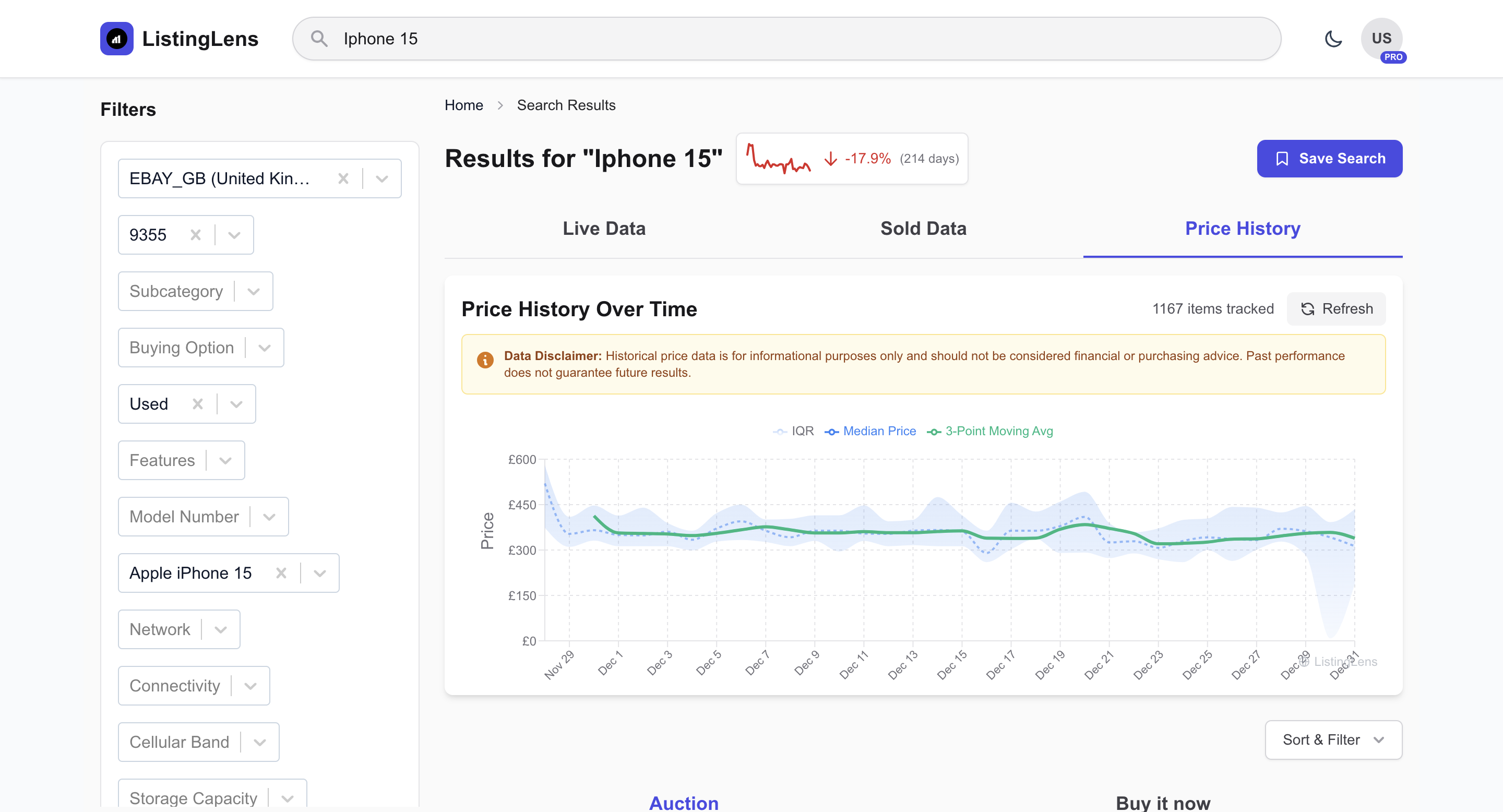 ListingLens - Real-time eBay Price Intel screenshot 2