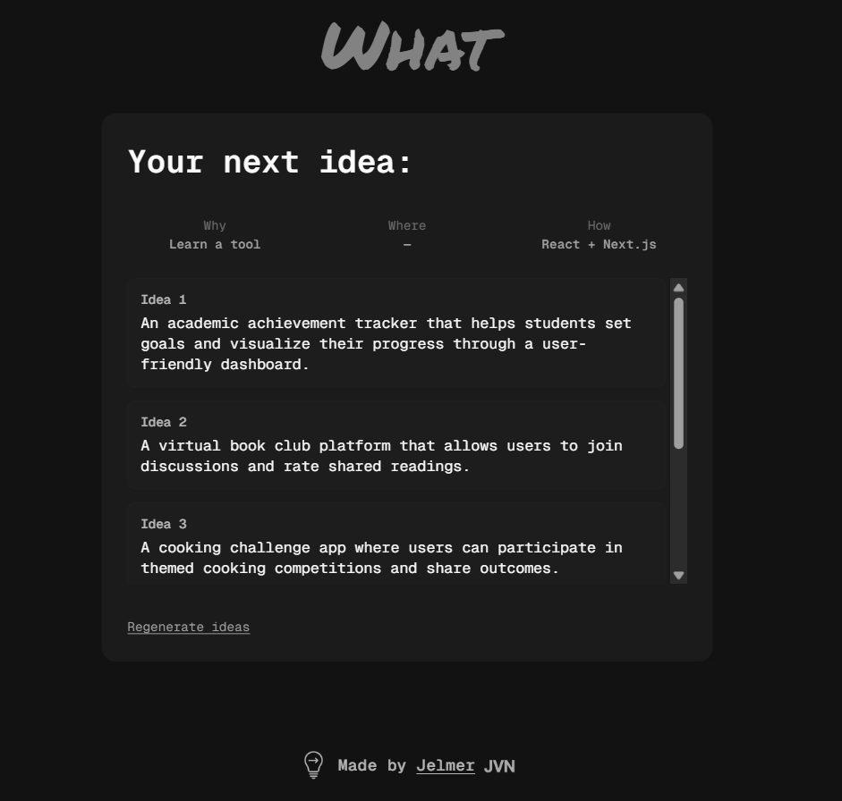 What to Build Next screenshot 2
