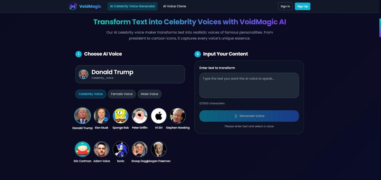 Free AI Celebrity Voice GeneratorOnline screenshot 2