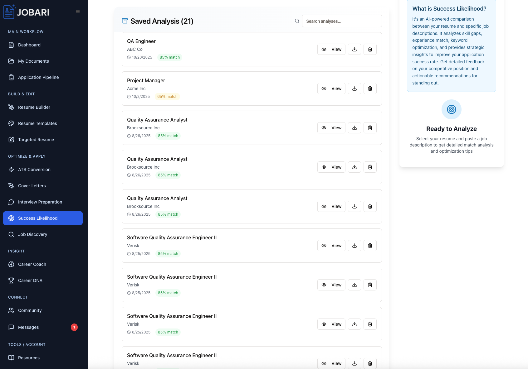 Jobari - Tools for a Smarter Job Search screenshot 5