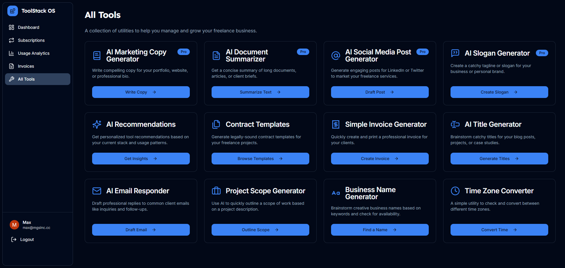 ToolStack OS screenshot 2