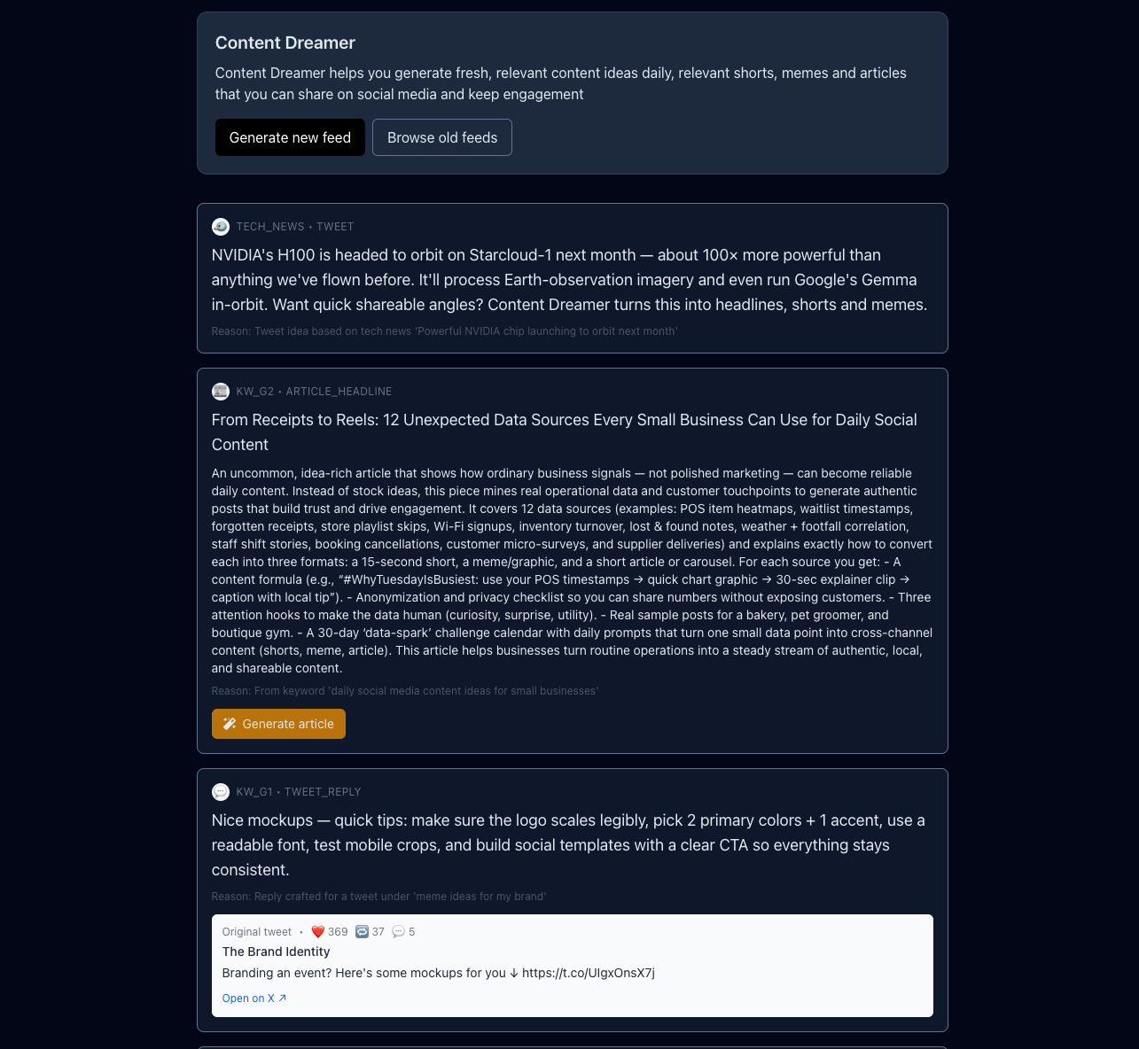 Content Dreamer.ai screenshot 2