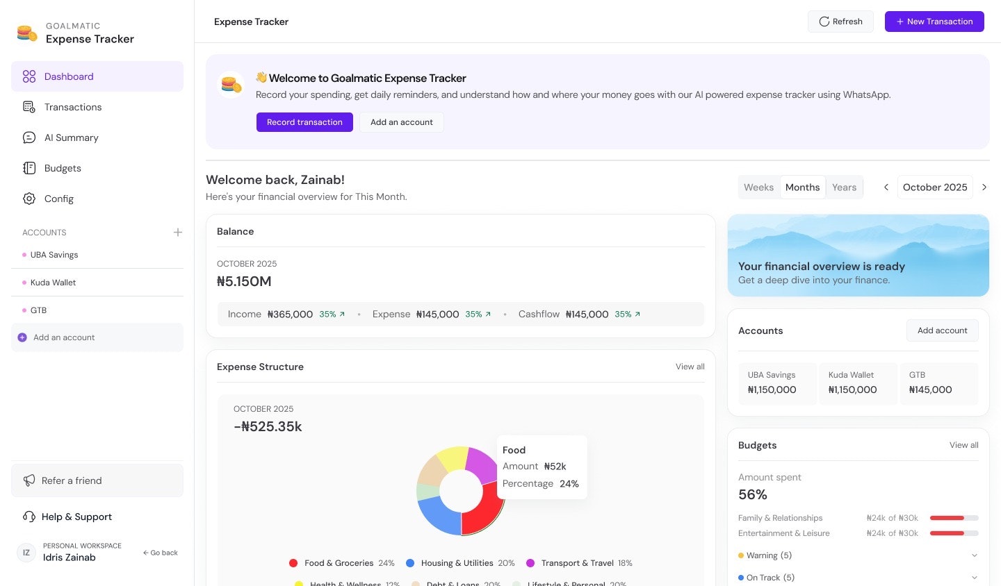 Goalmatic Expense Tracker screenshot 2
