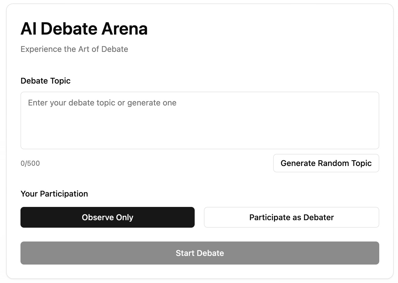AI Debate Arena screenshot 1