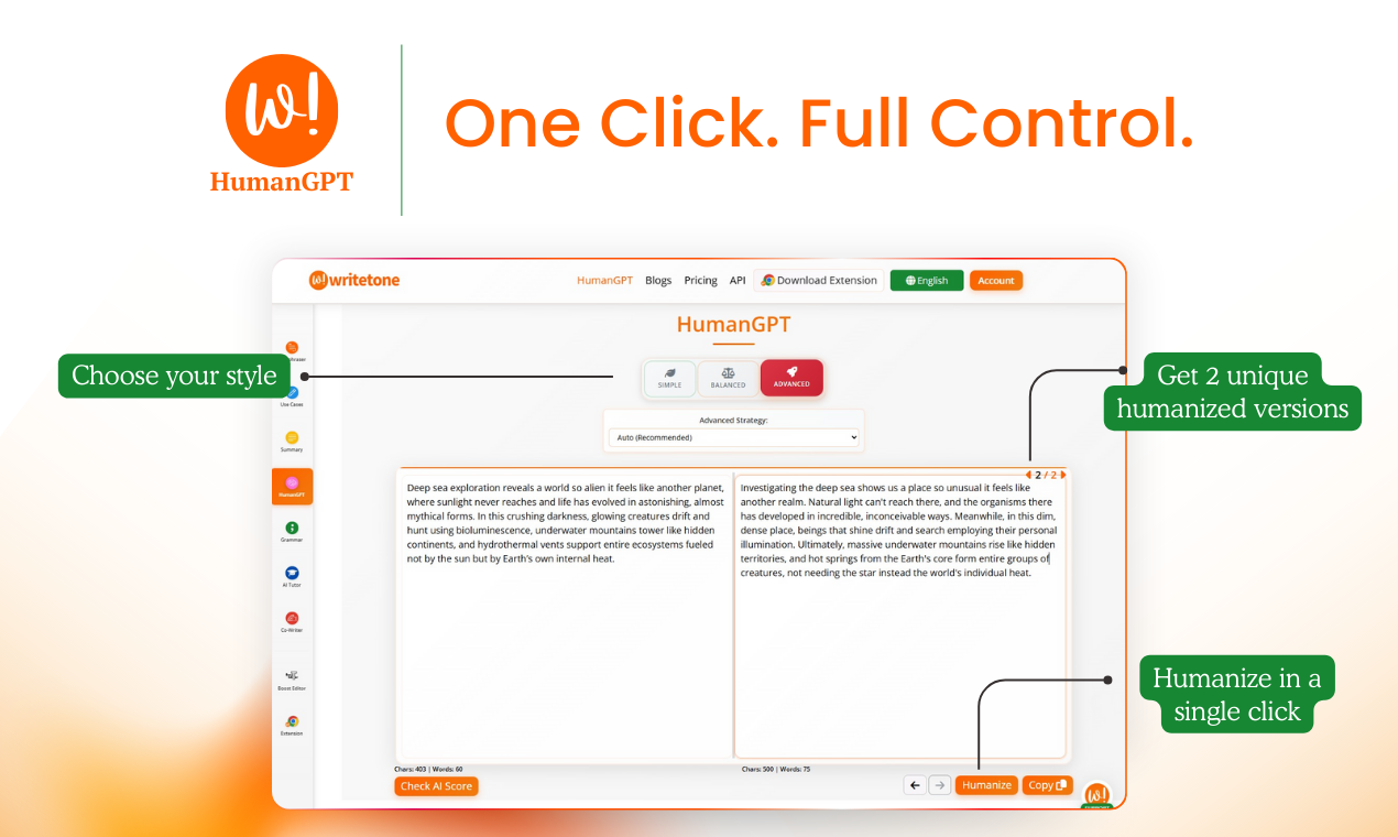 Writetone HumanGPT screenshot 3