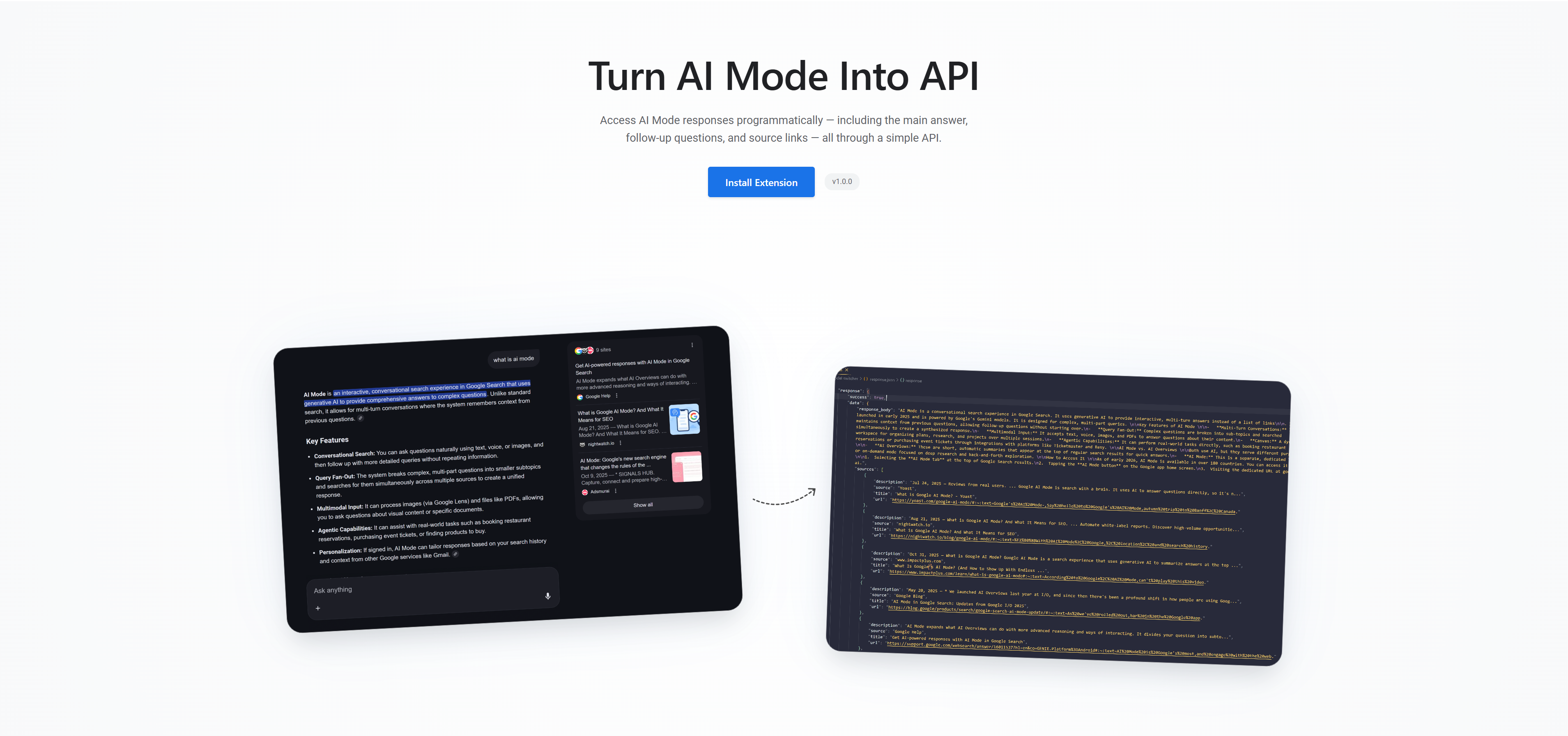 AI Mode API screenshot 1