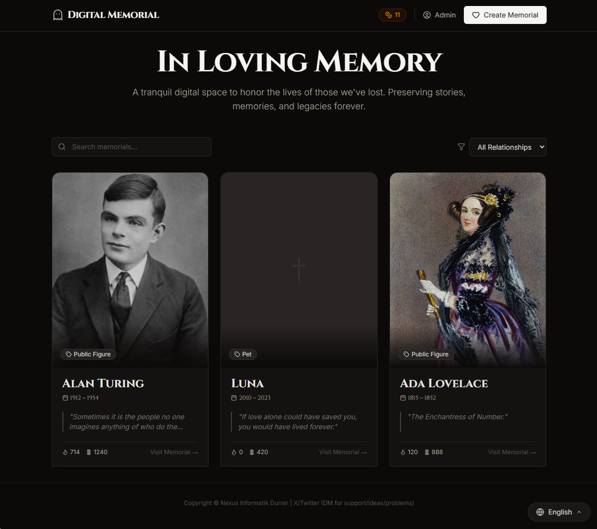 Digital Memorial screenshot 1