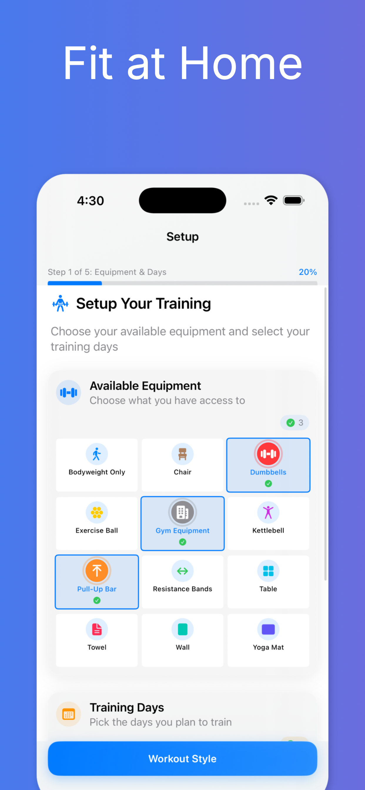 Gain - AI-Powered Home Workout Planner screenshot 1