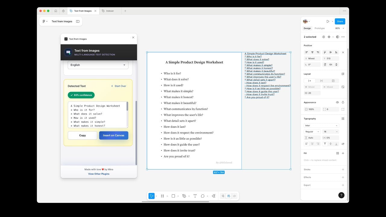 Text from Images Figma plugin screenshot 1