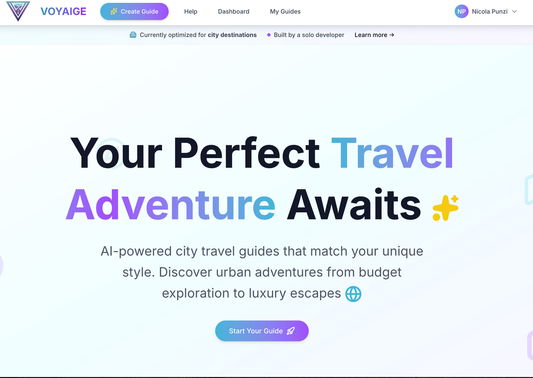 Voyaige - AI-powered city travel guides screenshot 1
