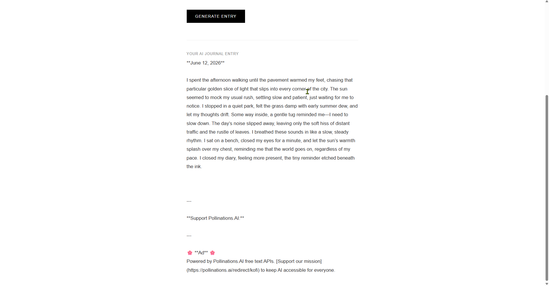Minimalist Diary Generator screenshot 2
