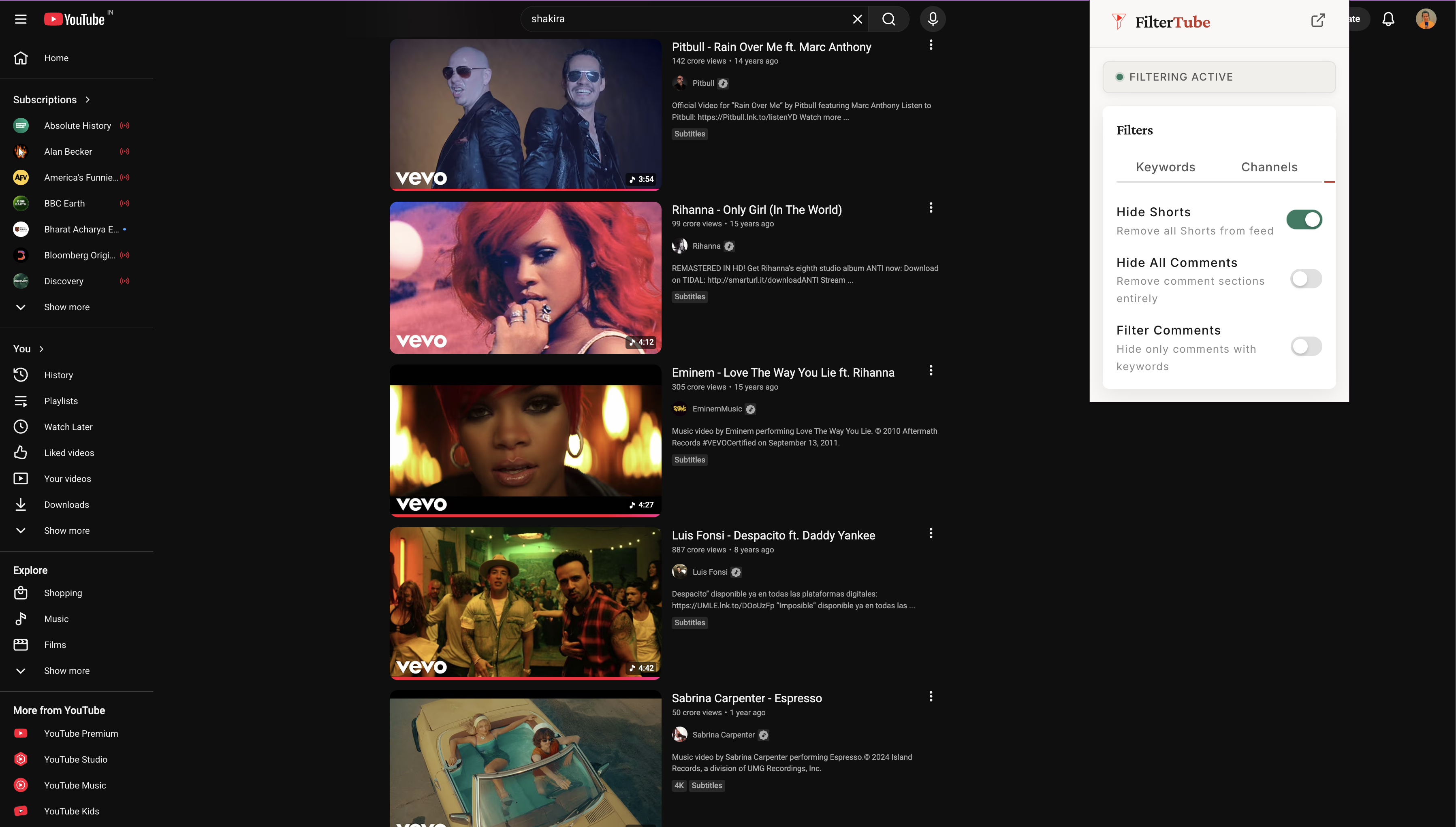 FilterTube screenshot 5
