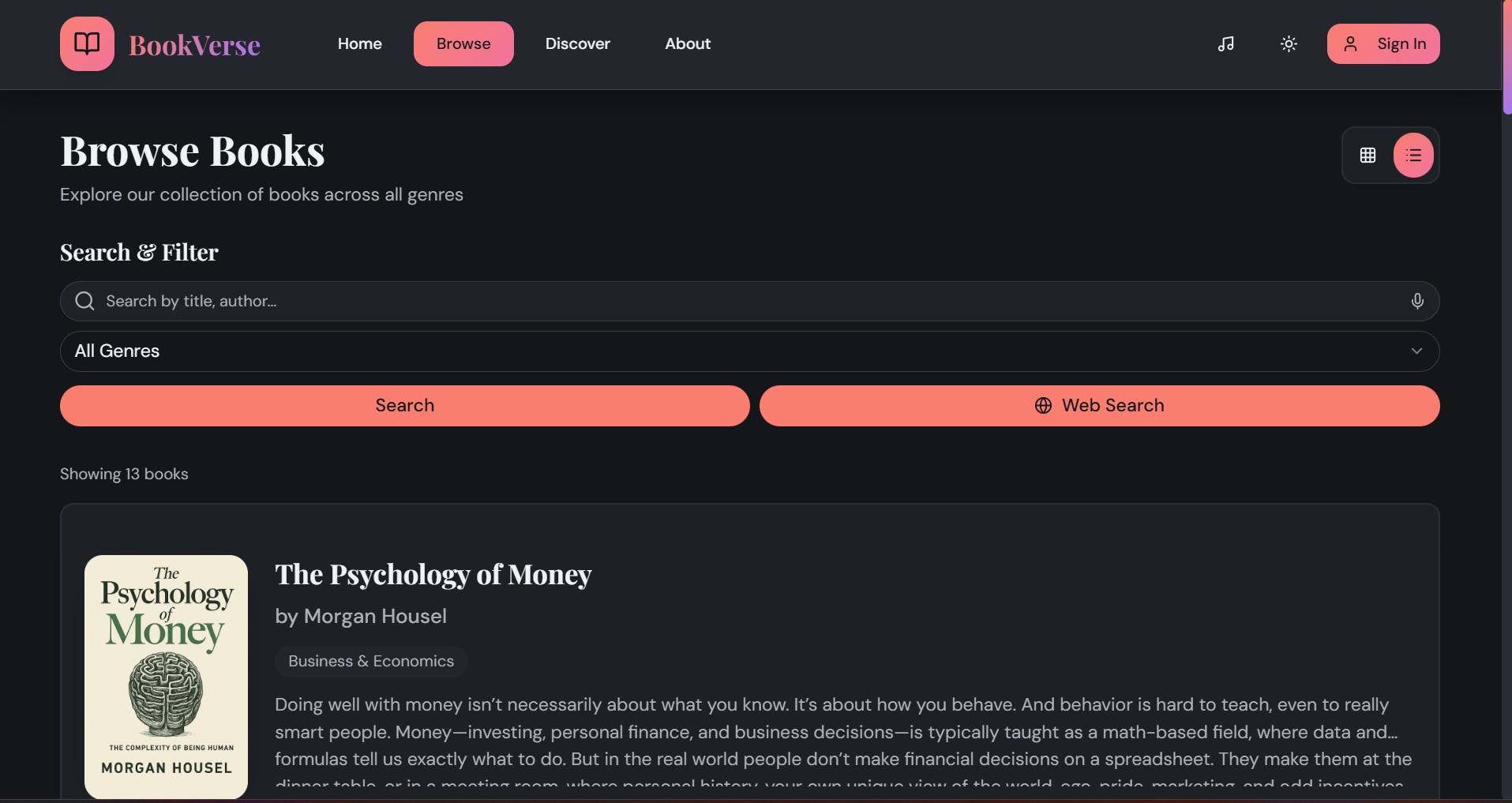 Biblios screenshot 2