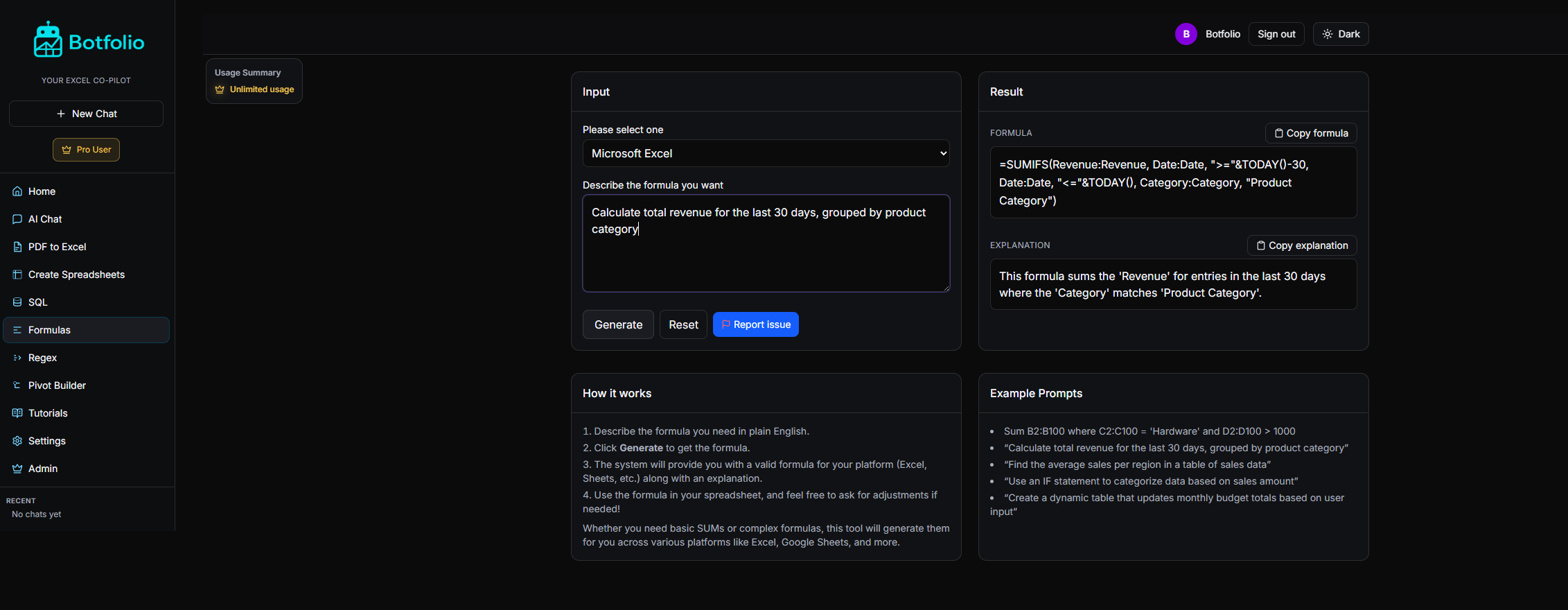 Botfolio screenshot 3