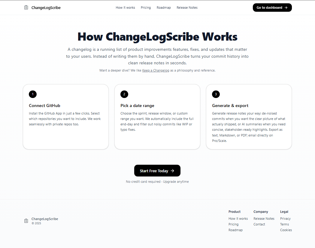 ChangeLogScribe screenshot 2