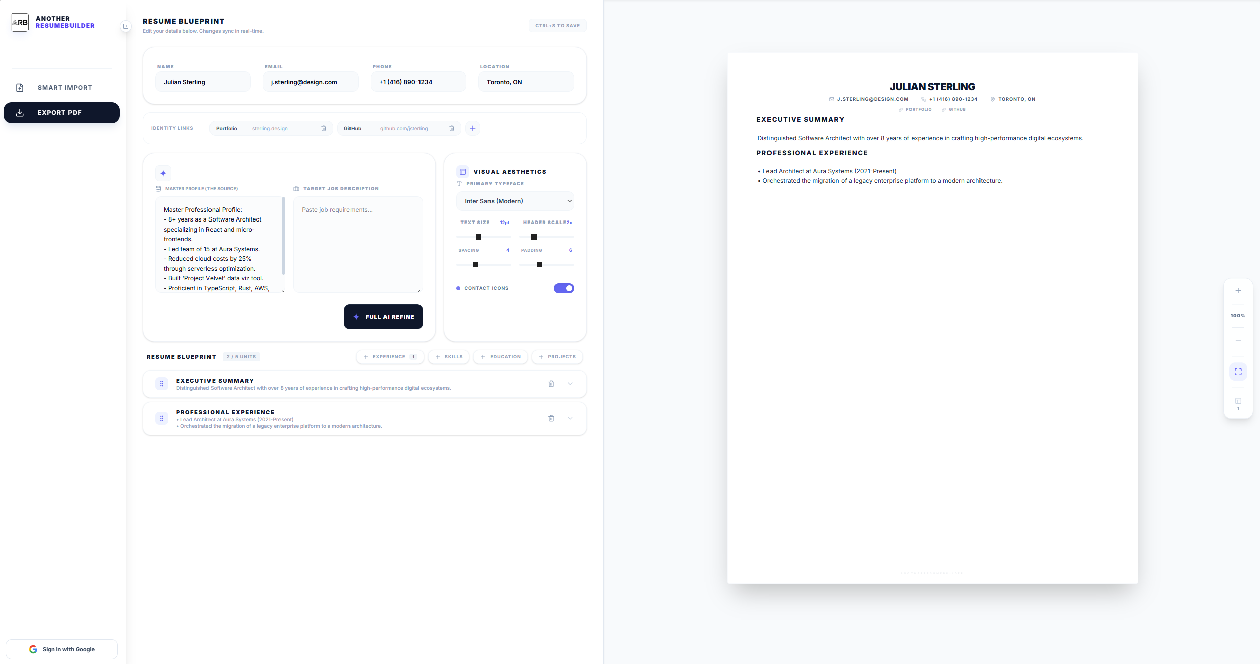 AnotherResumeBuilder screenshot 2
