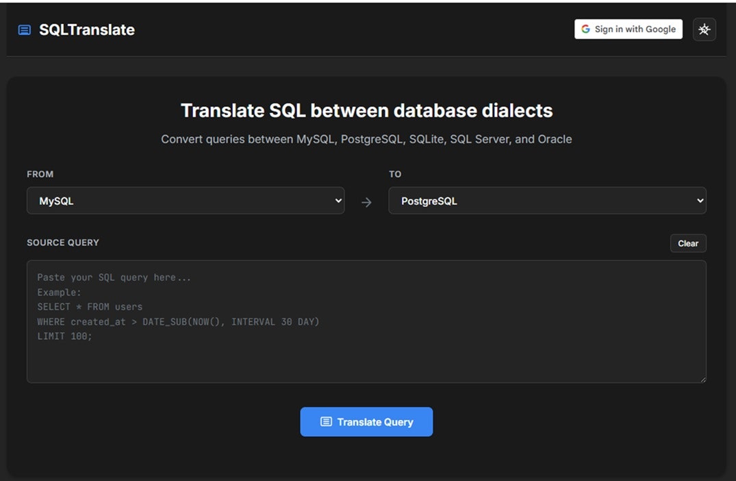 SQLTranslate screenshot 1