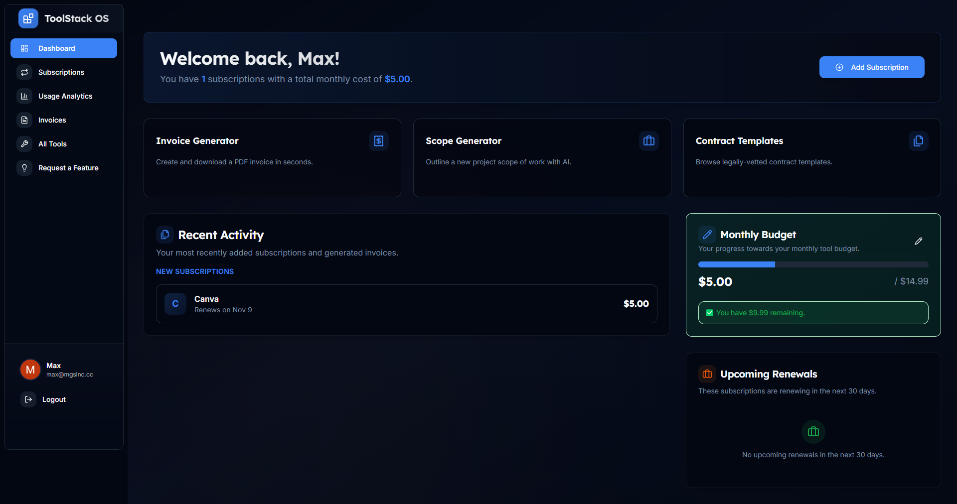 ToolStack OS V2 screenshot 1