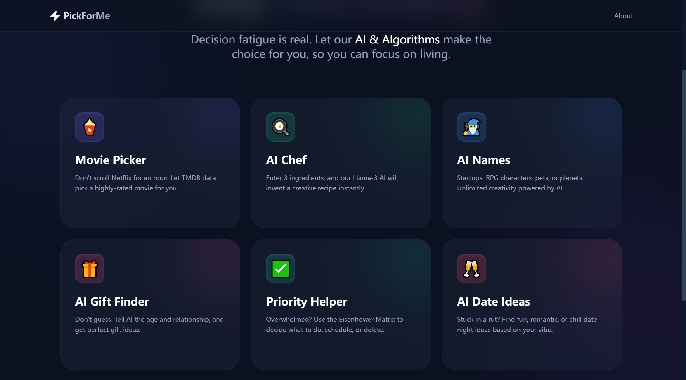 PickForMe.help screenshot 1