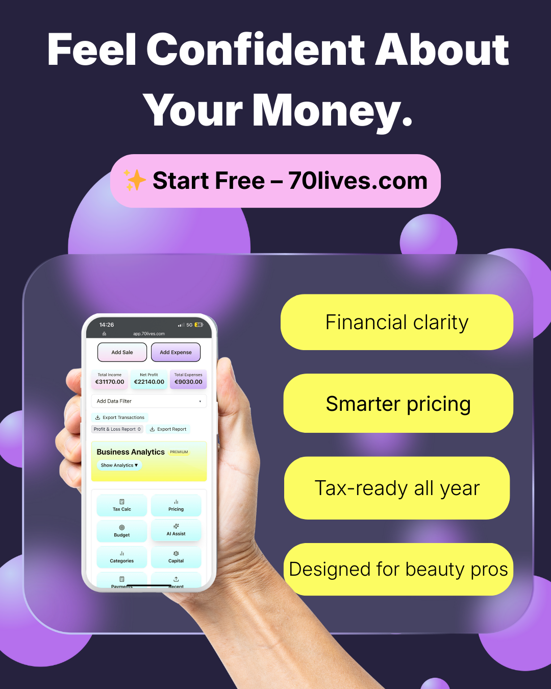 70Lives – Beauty Business App screenshot 3