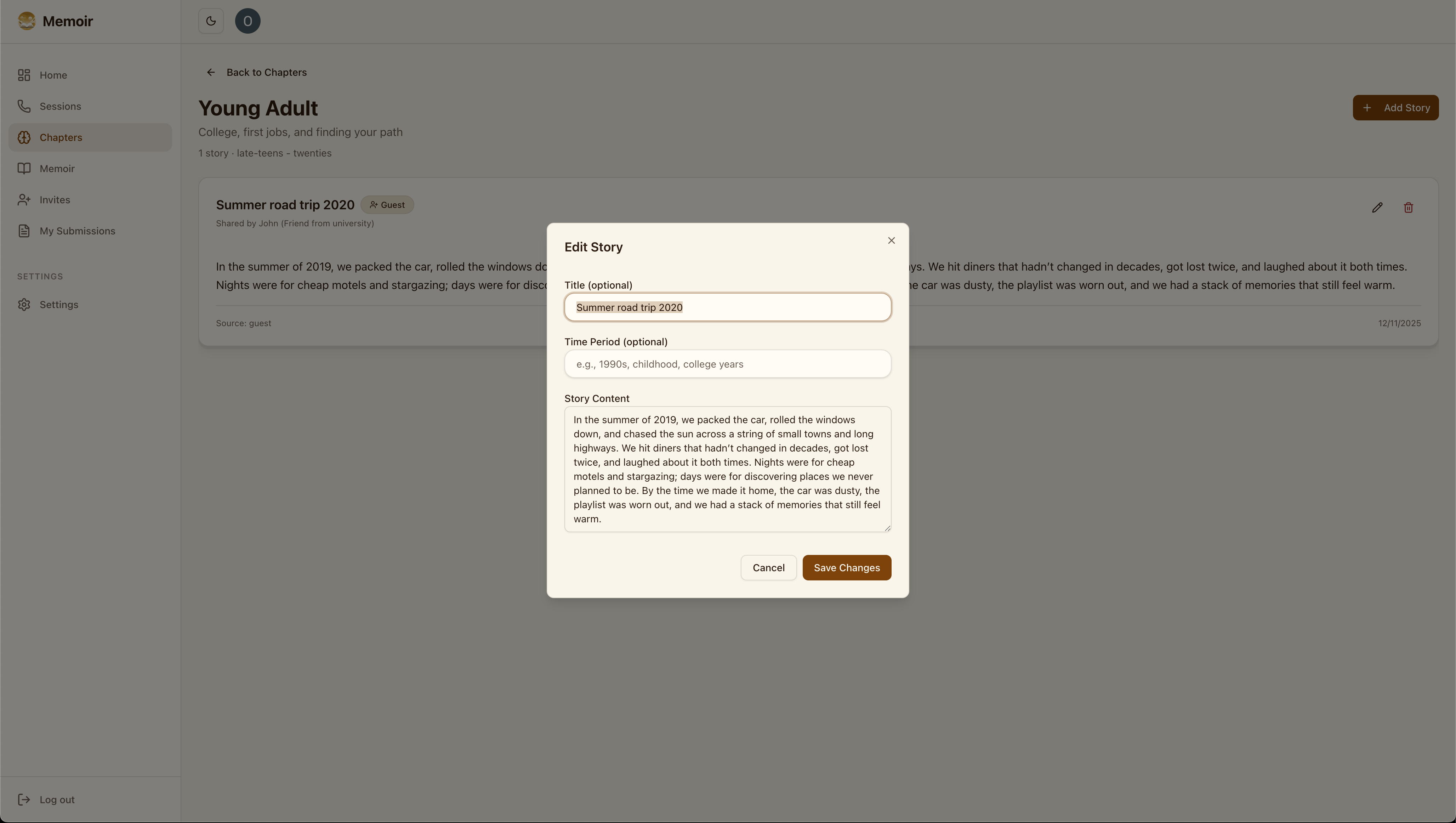 Memoir screenshot 5