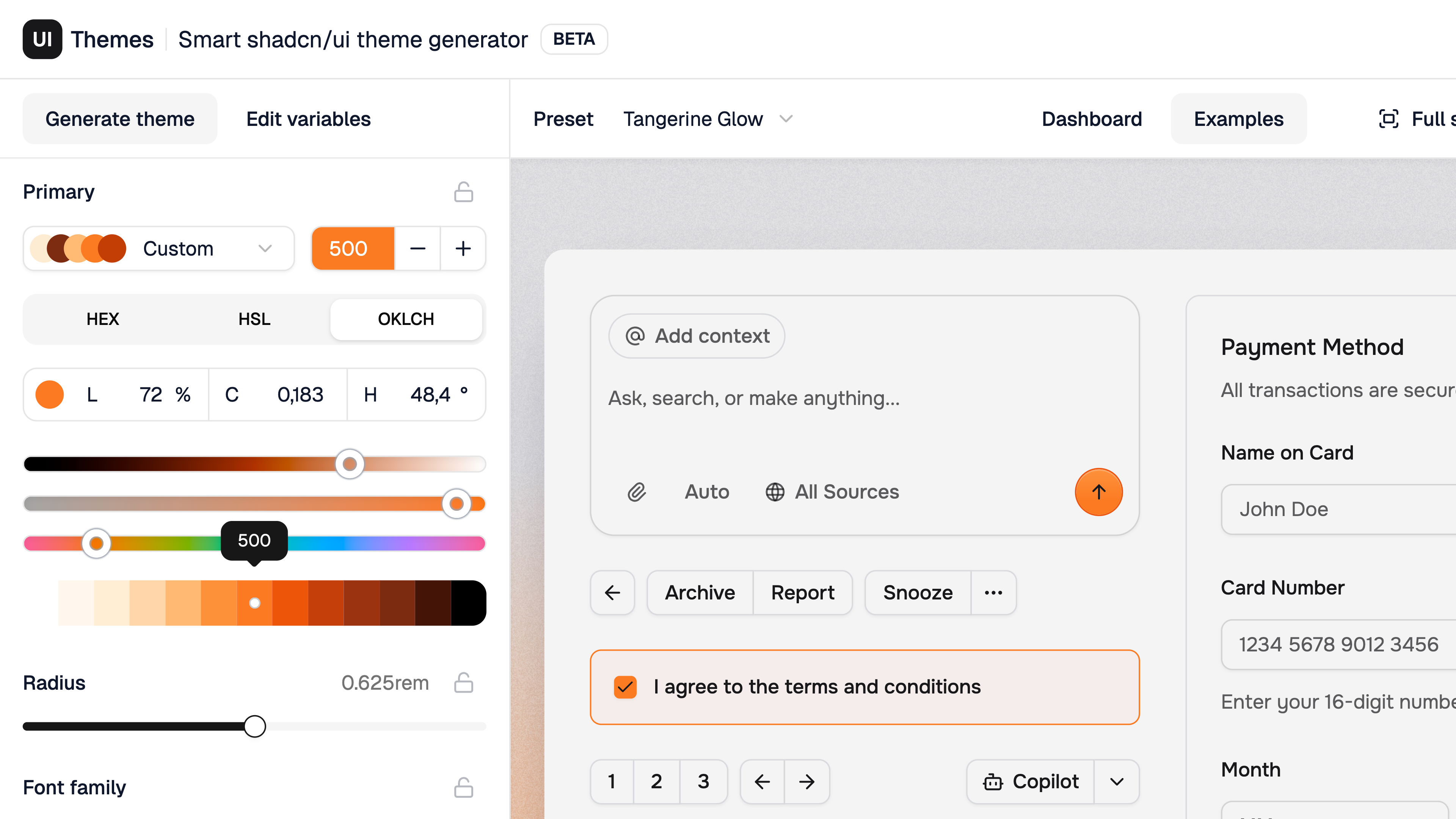 Smart shadcn/ui theme generator screenshot 4