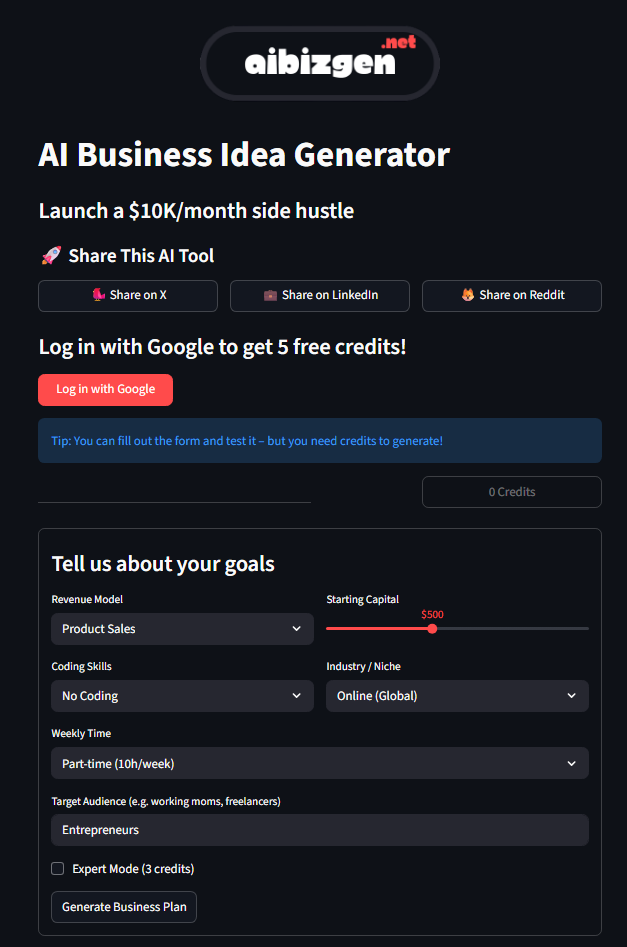 AI Business Idea Generator screenshot 1