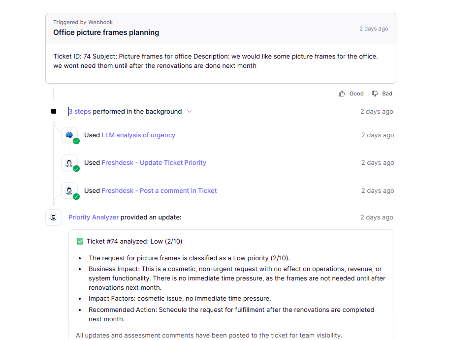 Ticket Priority Analyzer Agent screenshot 3