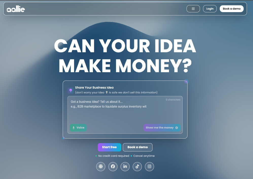 Aallie AI CFO Startup Financial Planning screenshot 1