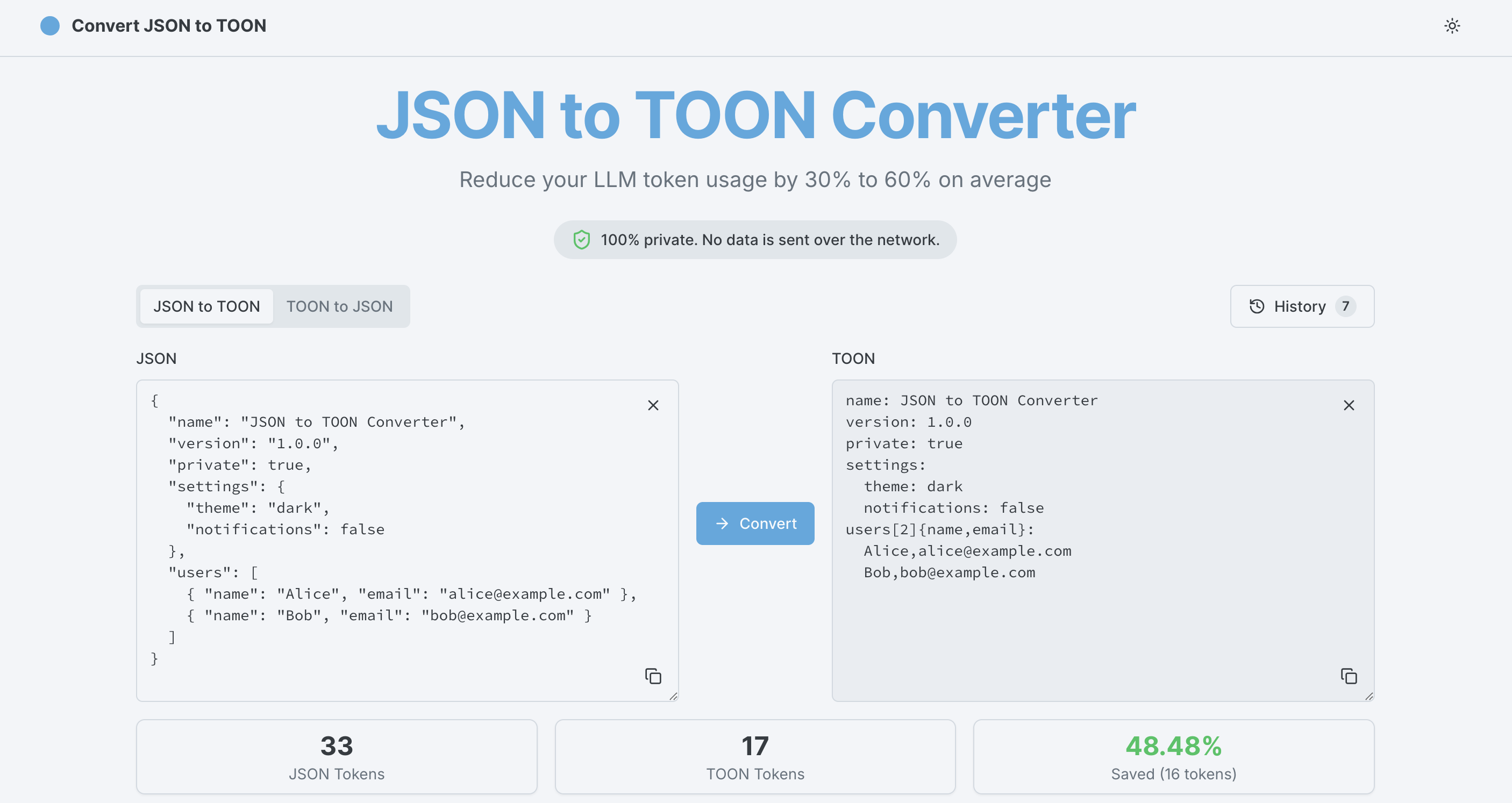 JSON to TOON Converter screenshot 1