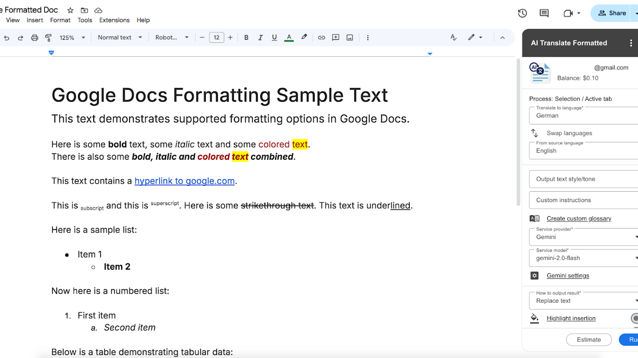 AI translation for Docs/Sheets/Slides screenshot 1