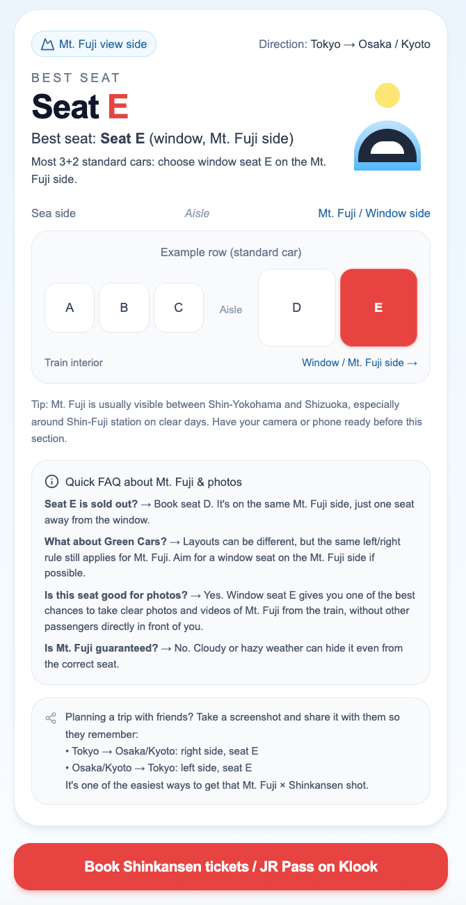Shinkansen Fuji Seat Finder screenshot 2