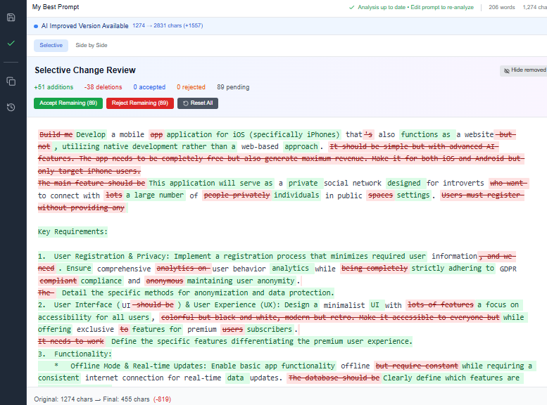 Promptota - Real-time Prompt Optimizer screenshot 1