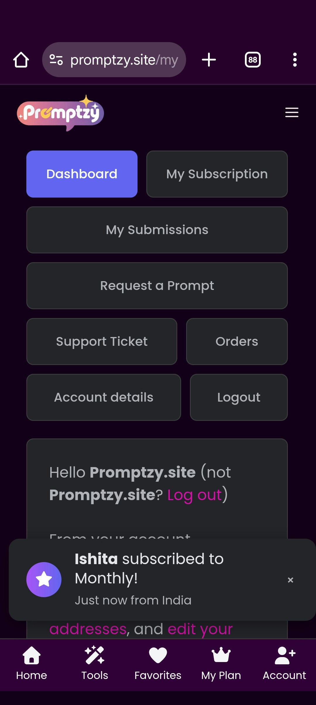 promptzy.site screenshot 2